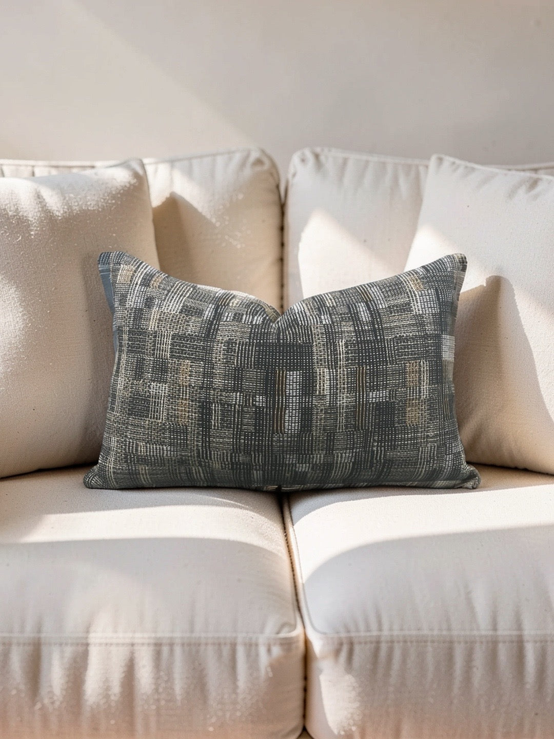 Dedar Fabric Lumbar Pillow Modernist Checkerboard 12x18" Knife Edge Cover