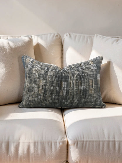 Dedar Fabric Lumbar Pillow Modernist Checkerboard 12x18" Knife Edge Cover