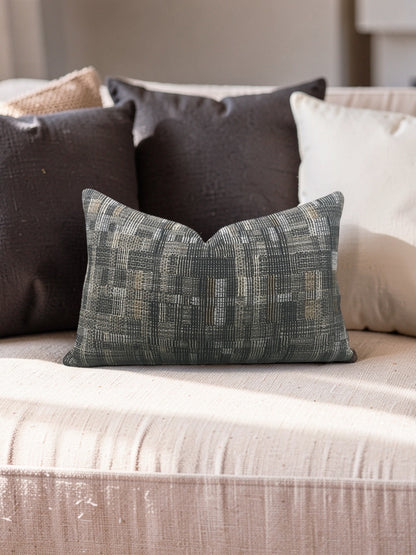 Dedar Fabric Lumbar Pillow Modernist Checkerboard 12x18" Knife Edge Cover