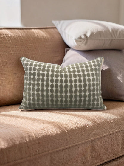 Harlequin Fabric Lumbar Pillow Loopy Spot Moss 12x18" Knife Edge Cover