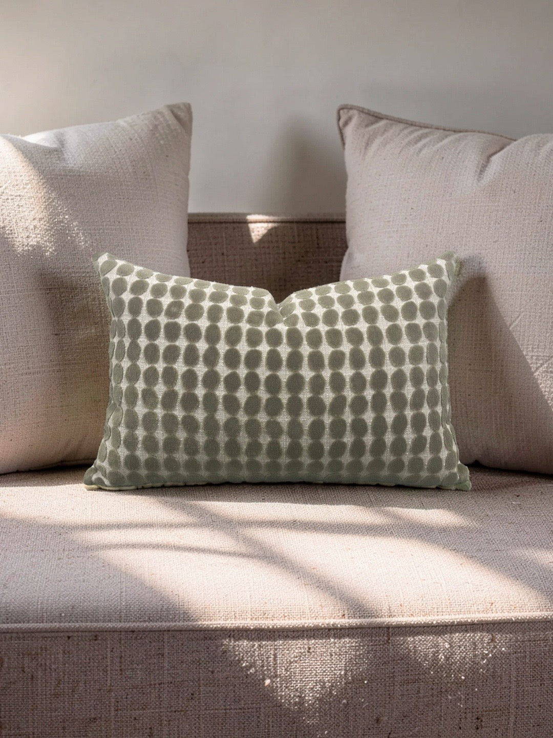 Harlequin Fabric Lumbar Pillow Loopy Spot Moss 12x18" Knife Edge Cover