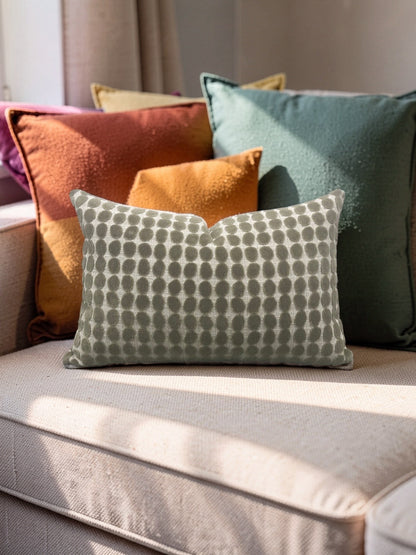 Harlequin Fabric Lumbar Pillow Loopy Spot Moss 12x18" Knife Edge Cover