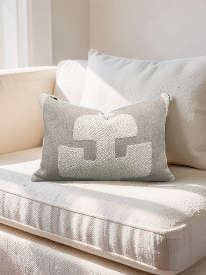 Andrew Martin Fabric Lumbar Pillow Peru Ivory 12x18" Knife Edge Cover