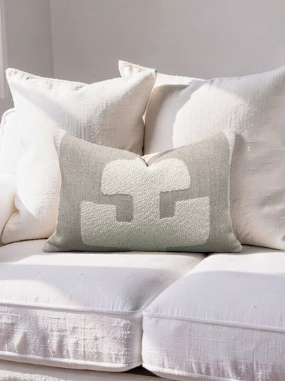 Andrew Martin Fabric Lumbar Pillow Peru Ivory 12x18" Knife Edge Cover