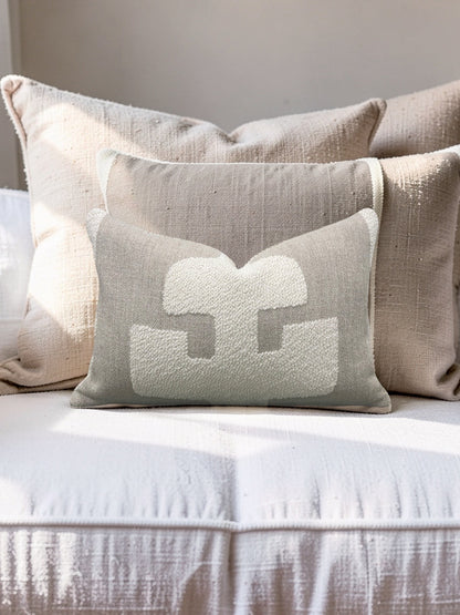 Andrew Martin Fabric Lumbar Pillow Peru Ivory 12x18" Knife Edge Cover
