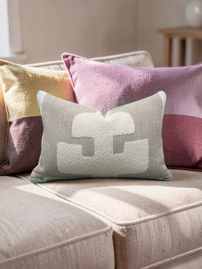 Andrew Martin Fabric Lumbar Pillow Peru Ivory 12x18" Knife Edge Cover