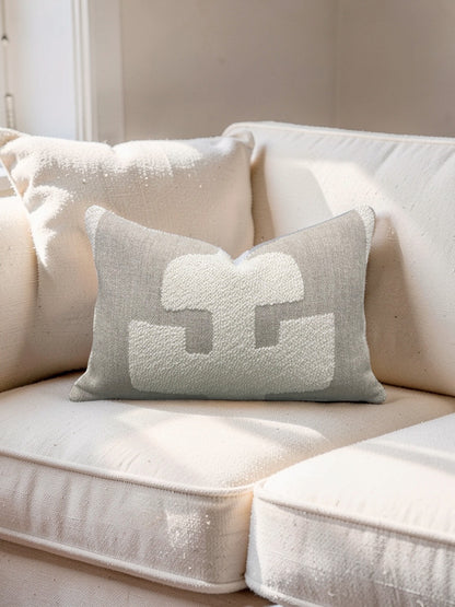 Andrew Martin Fabric Lumbar Pillow Peru Ivory 12x18" Knife Edge Cover