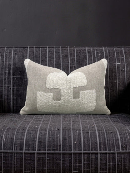 Andrew Martin Fabric Lumbar Pillow Peru Ivory 12x18" Knife Edge Cover