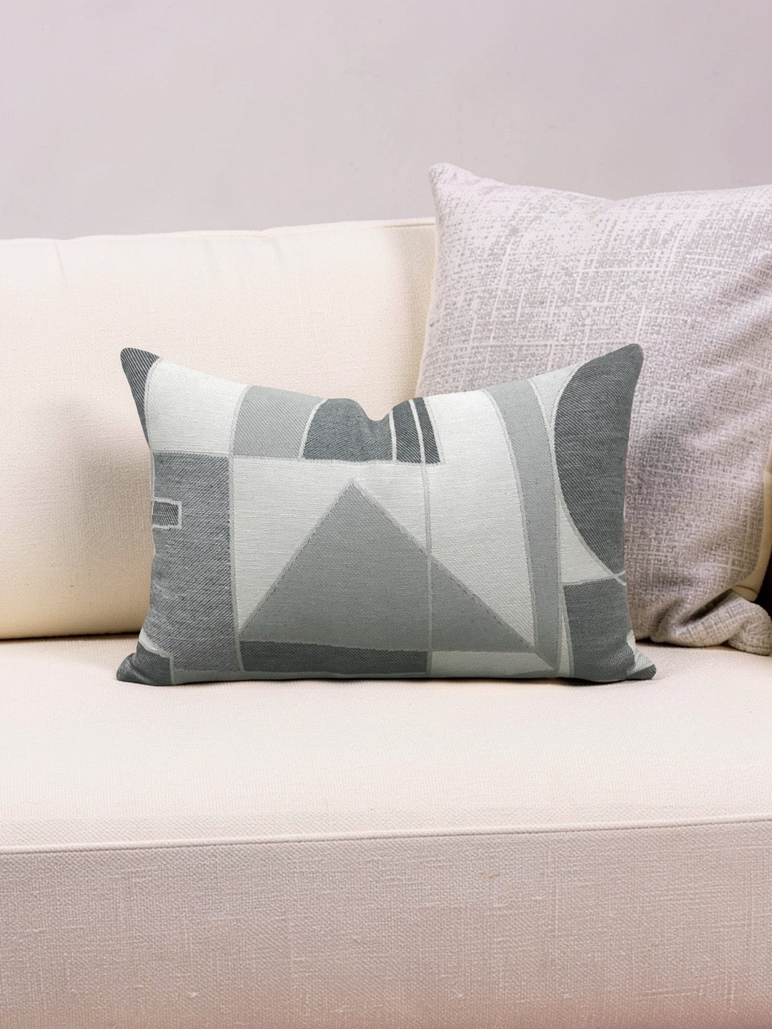 Zinc Textiles Fabric Lumbar Pillow Chiaroscuro Greyscale 12x18" Knife Edge Cover