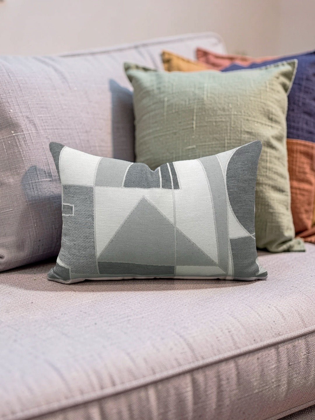 Zinc Textiles Fabric Lumbar Pillow Chiaroscuro Greyscale 12x18" Knife Edge Cover