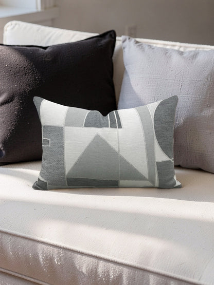 Zinc Textiles Fabric Lumbar Pillow Chiaroscuro Greyscale 12x18" Knife Edge Cover