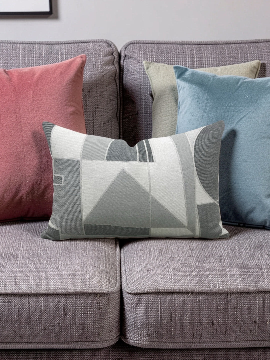 Zinc Textiles Fabric Lumbar Pillow Chiaroscuro Greyscale 12x18" Knife Edge Cover