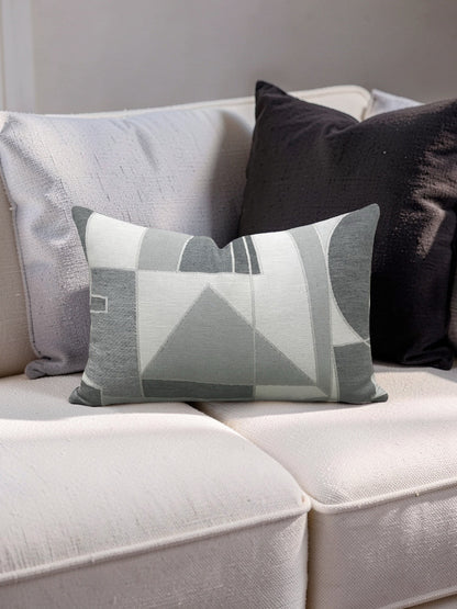 Zinc Textiles Fabric Lumbar Pillow Chiaroscuro Greyscale 12x18" Knife Edge Cover