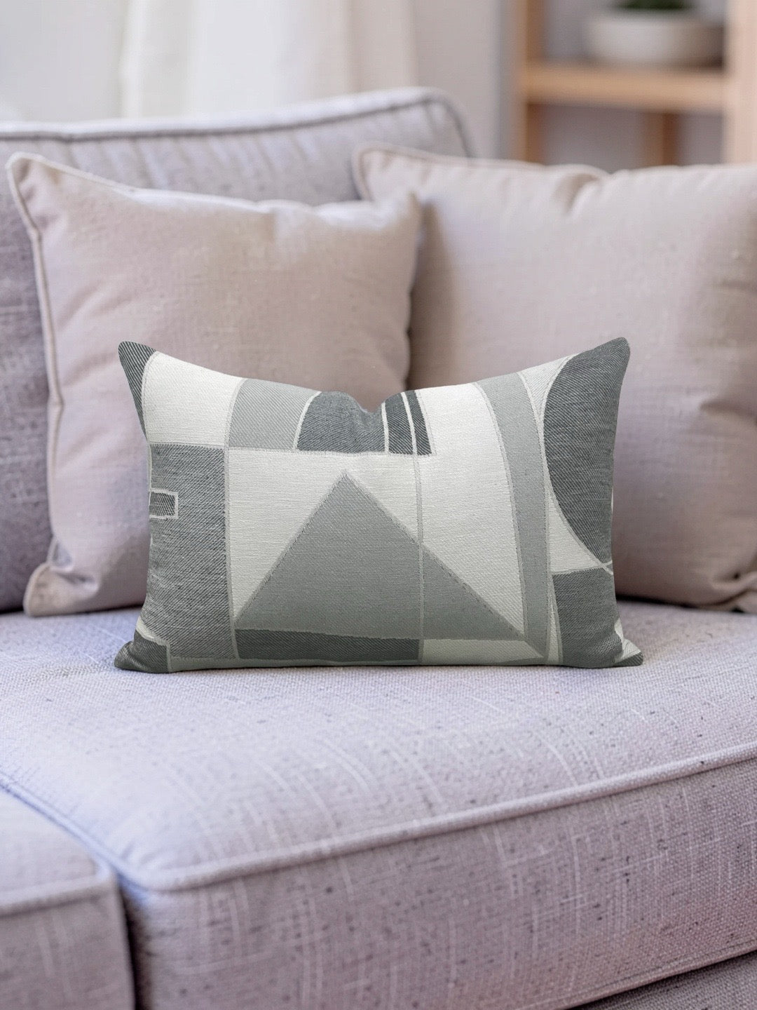 Zinc Textiles Fabric Lumbar Pillow Chiaroscuro Greyscale 12x18" Knife Edge Cover