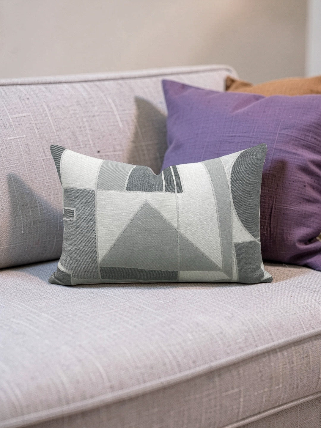 Zinc Textiles Fabric Lumbar Pillow Chiaroscuro Greyscale 12x18" Knife Edge Cover