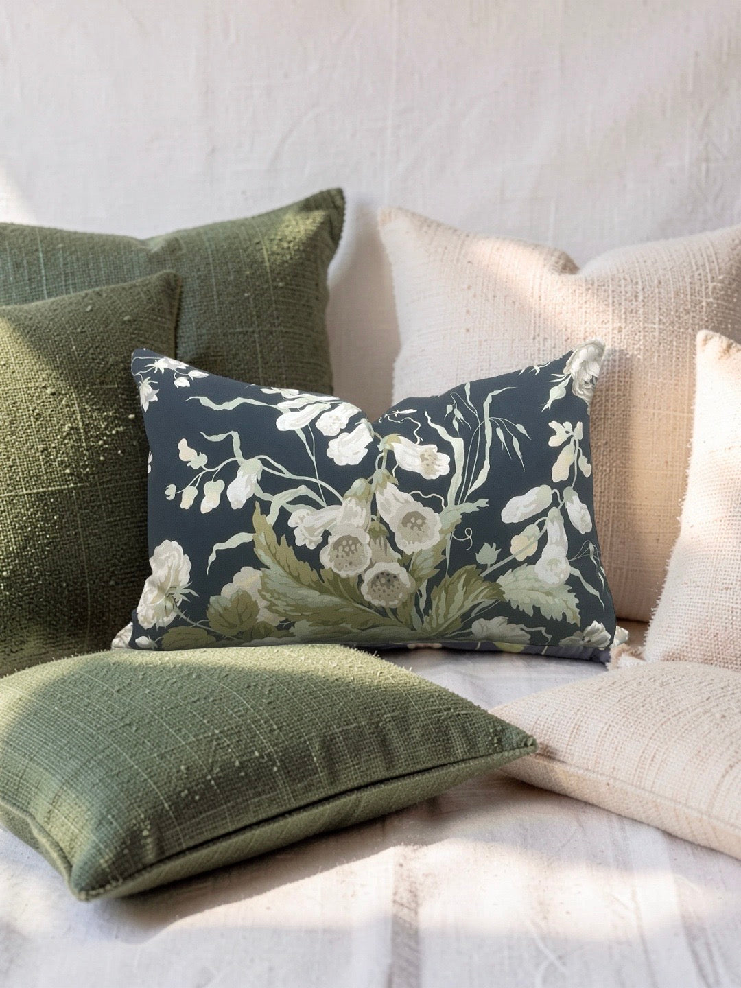 Lumbar Pillow Stapleton Park Navy & Olive 12x18" Knife Edge Cover