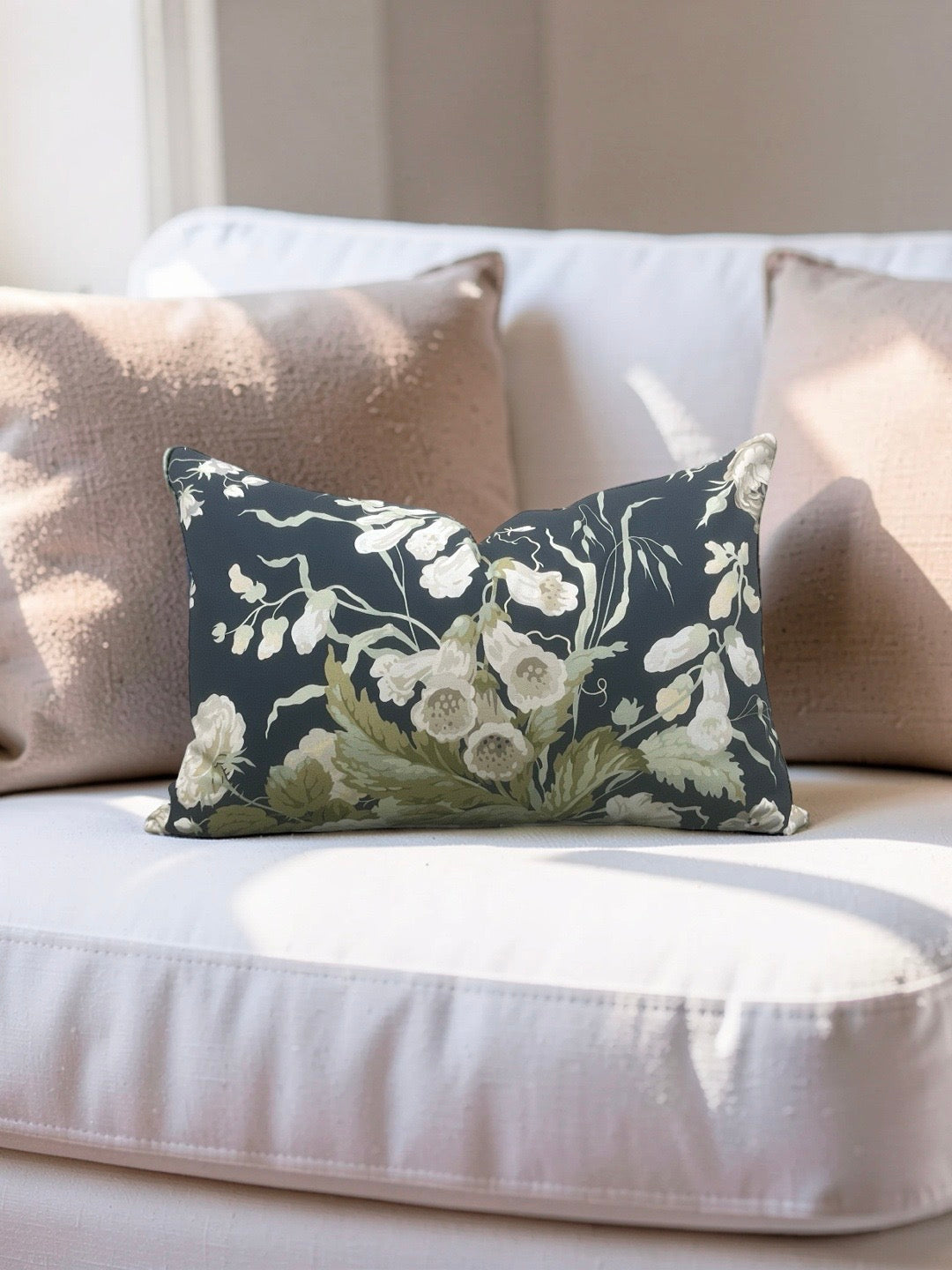 Lumbar Pillow Stapleton Park Navy & Olive 12x18" Knife Edge Cover