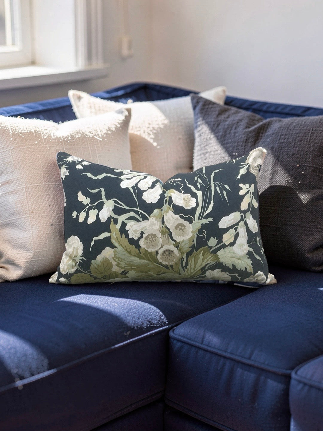 Lumbar Pillow Stapleton Park Navy & Olive 12x18" Knife Edge Cover