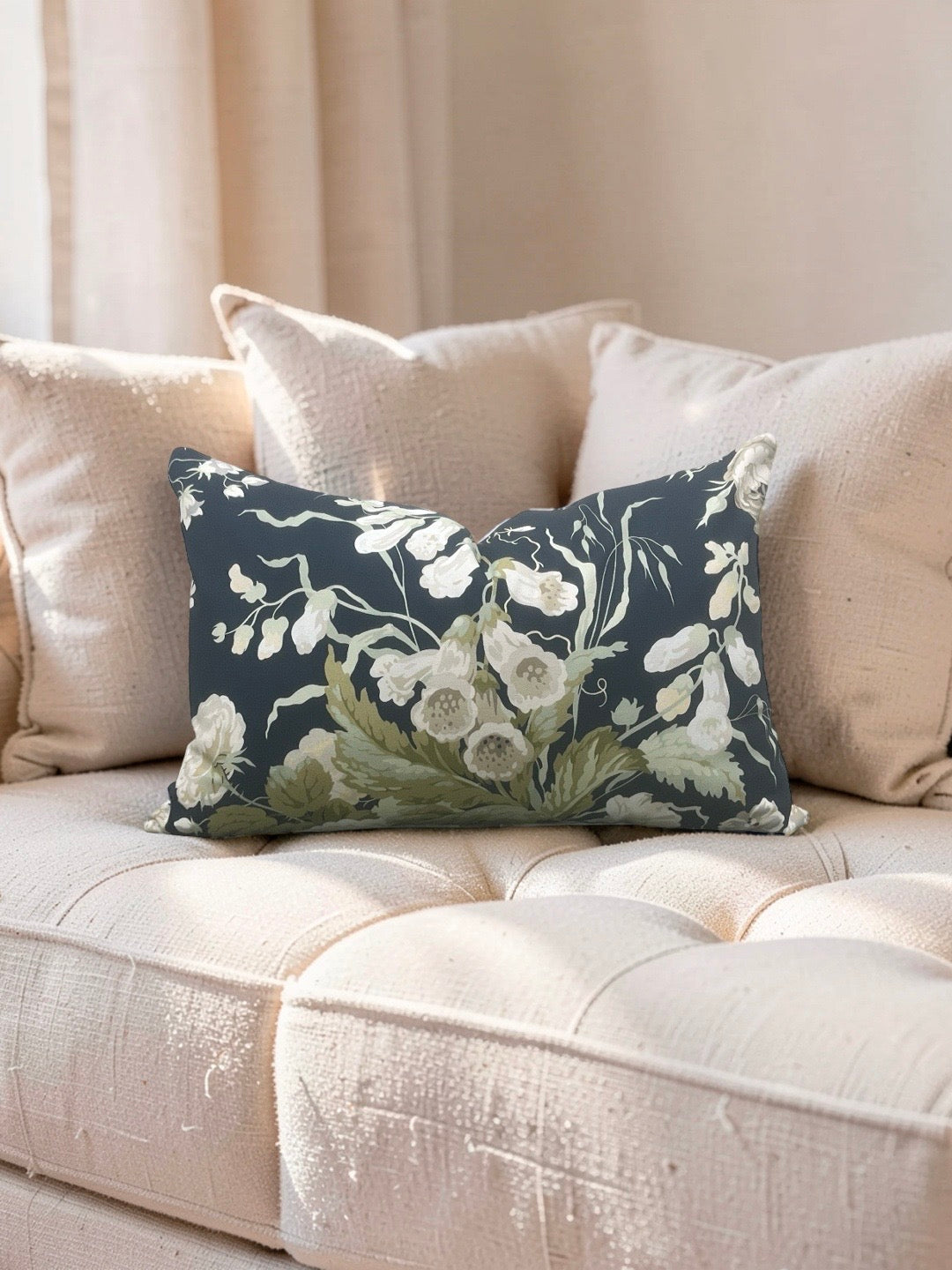 Lumbar Pillow Stapleton Park Navy & Olive 12x18" Knife Edge Cover