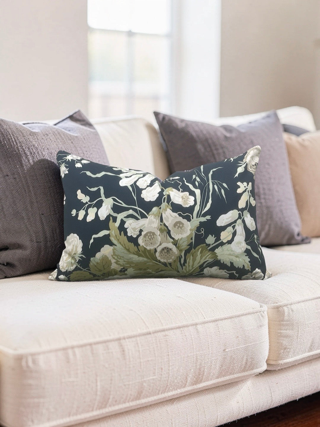 Lumbar Pillow Stapleton Park Navy & Olive 12x18" Knife Edge Cover