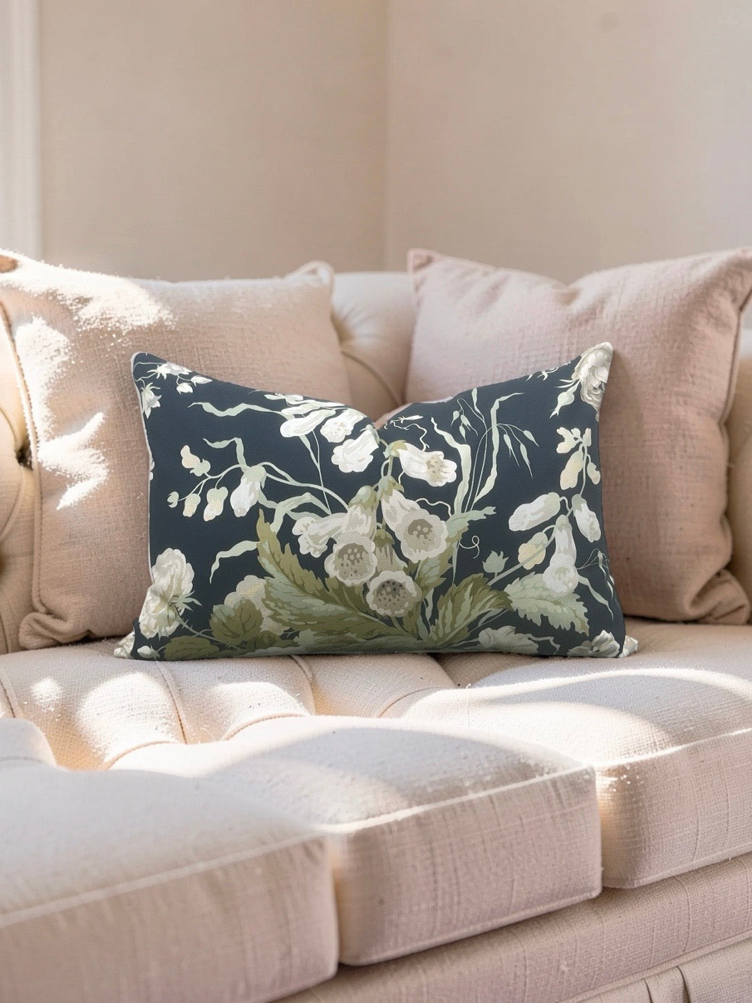 Lumbar Pillow Stapleton Park Navy & Olive 12x18" Knife Edge Cover