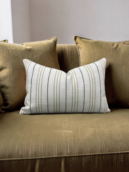 Lumbar Pillow Weathered Stripe Chartreuse 12x18" Knife Edge Cover