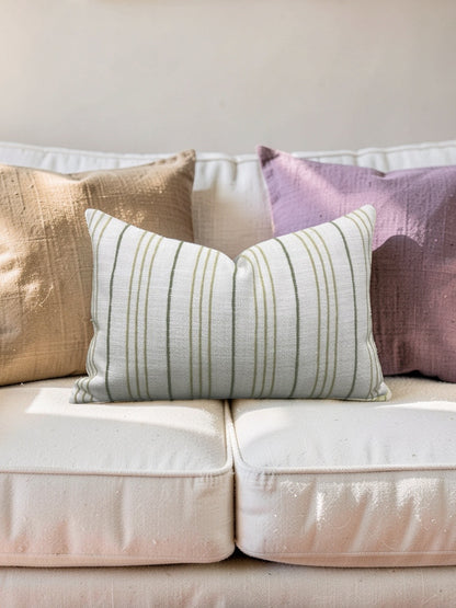 Lumbar Pillow Weathered Stripe Chartreuse 12x18" Knife Edge Cover