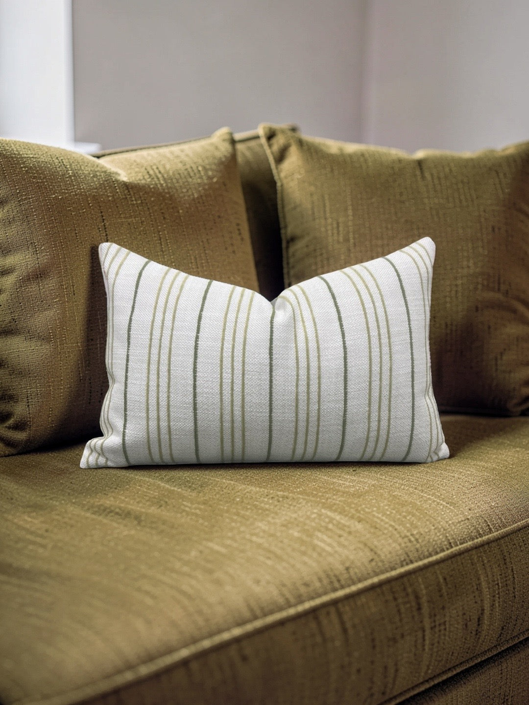 Lumbar Pillow Weathered Stripe Chartreuse 12x18" Knife Edge Cover