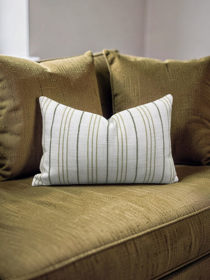 Lumbar Pillow Weathered Stripe Chartreuse 12x18" Knife Edge Cover