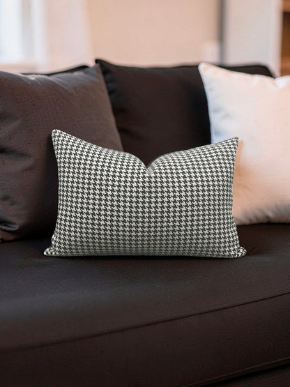 Dedar Milano Fabric Lumbar Pillow Houndstooth Domino 12x18" Knife Edge Cover