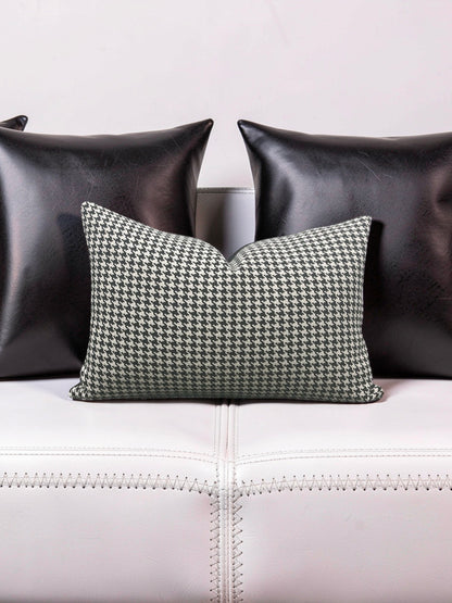 Dedar Milano Fabric Lumbar Pillow Houndstooth Domino 12x18" Knife Edge Cover