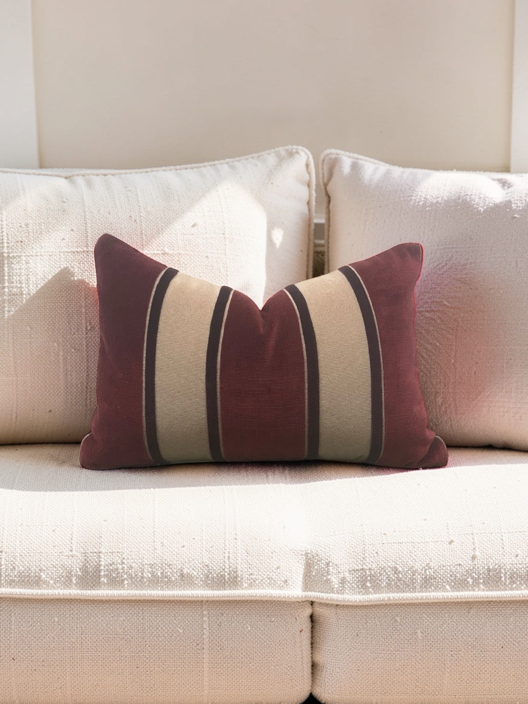 Scalamandre Fabric Lumbar Pillow Galerie Grenat 12x18" Knife Edge Cover
