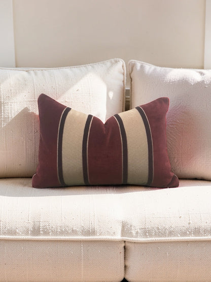 Scalamandre Fabric Lumbar Pillow Galerie Grenat 12x18" Knife Edge Cover
