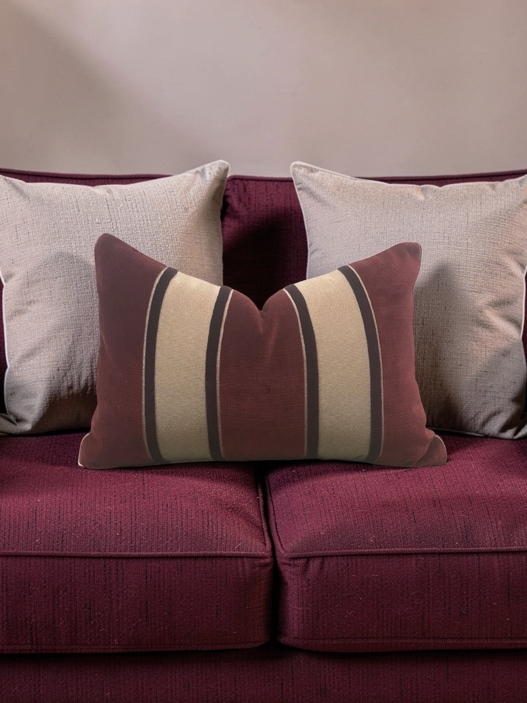 Scalamandre Fabric Lumbar Pillow Galerie Grenat 12x18" Knife Edge Cover