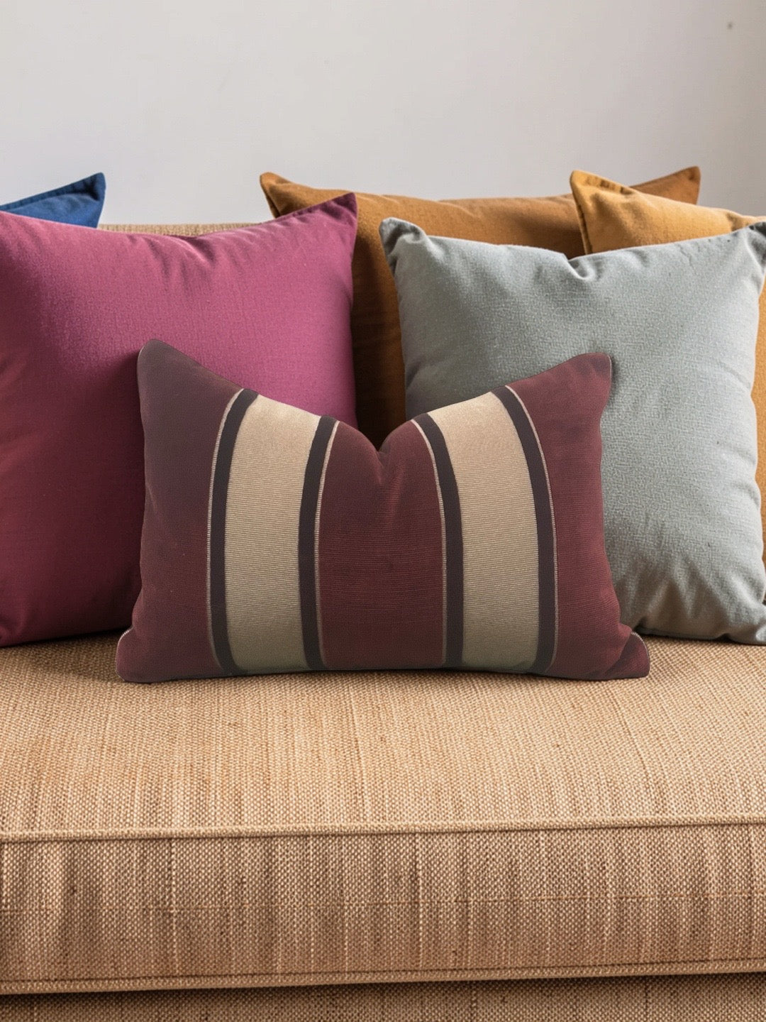 Scalamandre Fabric Lumbar Pillow Galerie Grenat 12x18" Knife Edge Cover