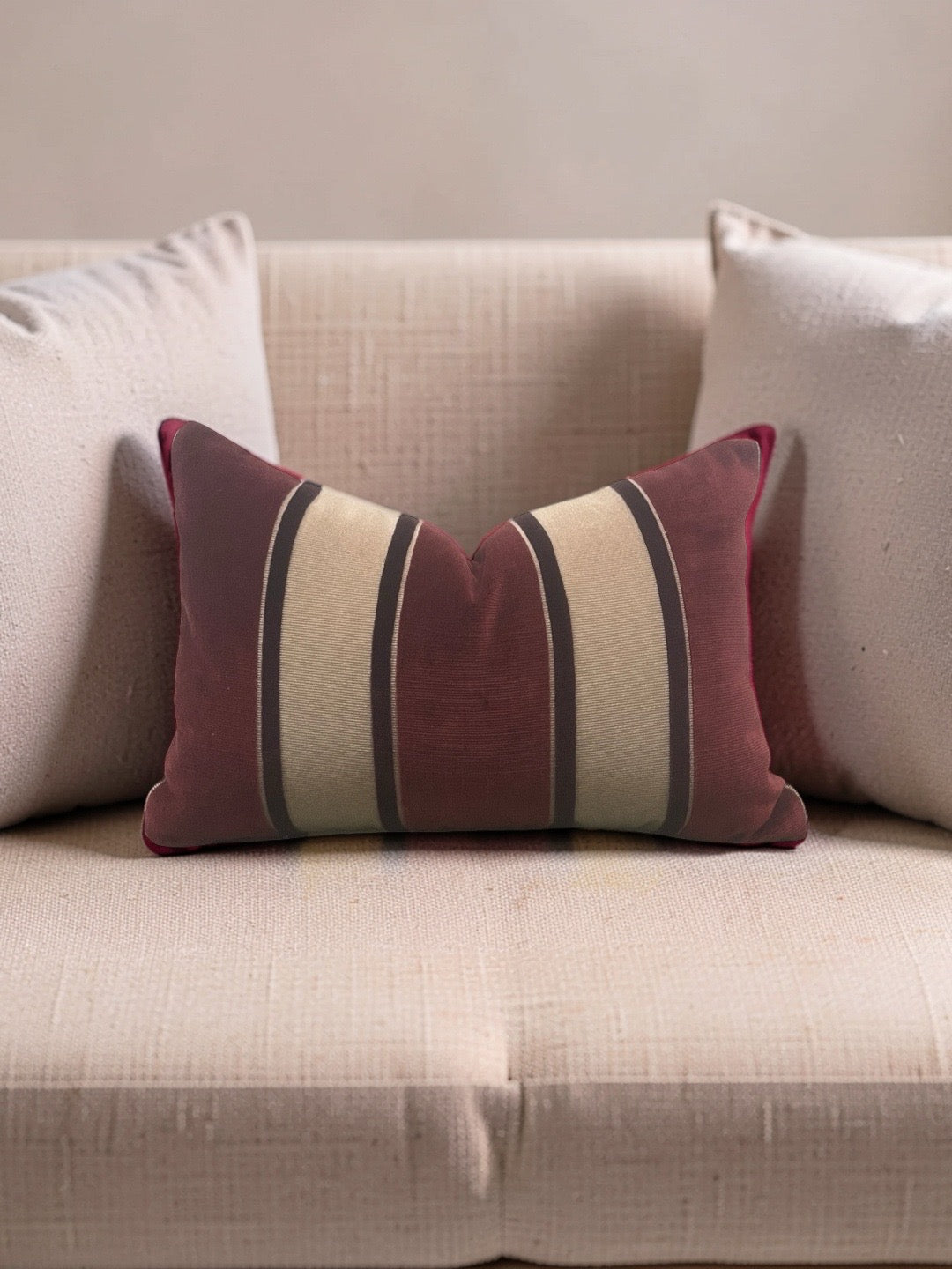 Scalamandre Fabric Lumbar Pillow Galerie Grenat 12x18" Knife Edge Cover