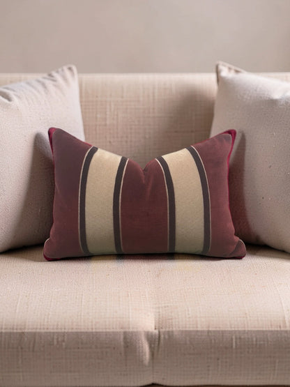 Scalamandre Fabric Lumbar Pillow Galerie Grenat 12x18" Knife Edge Cover