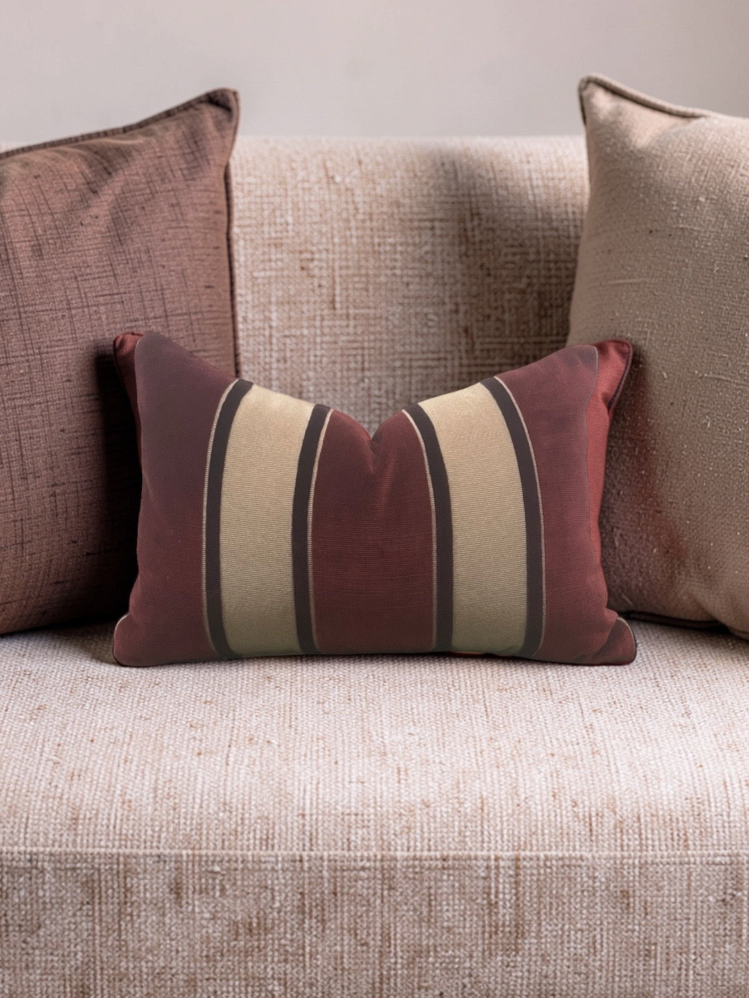 Scalamandre Fabric Lumbar Pillow Galerie Grenat 12x18" Knife Edge Cover