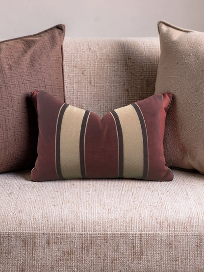 Scalamandre Fabric Lumbar Pillow Galerie Grenat 12x18" Knife Edge Cover