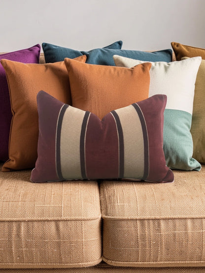 Scalamandre Fabric Lumbar Pillow Galerie Grenat 12x18" Knife Edge Cover