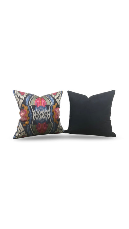 Jim Thompson Embroidered Fabric Decorative Pillow Dance in the Forest Jewel Tones 16x16" Knife Edge Cover