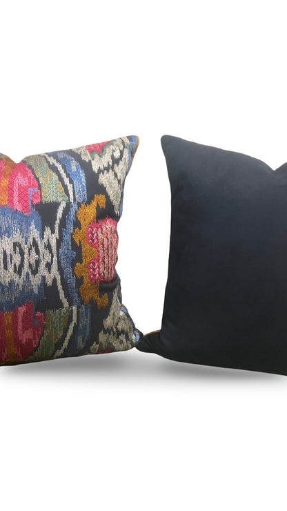 Jim Thompson Embroidered Fabric Decorative Pillow Dance in the Forest Jewel Tones 16x16" Knife Edge Cover