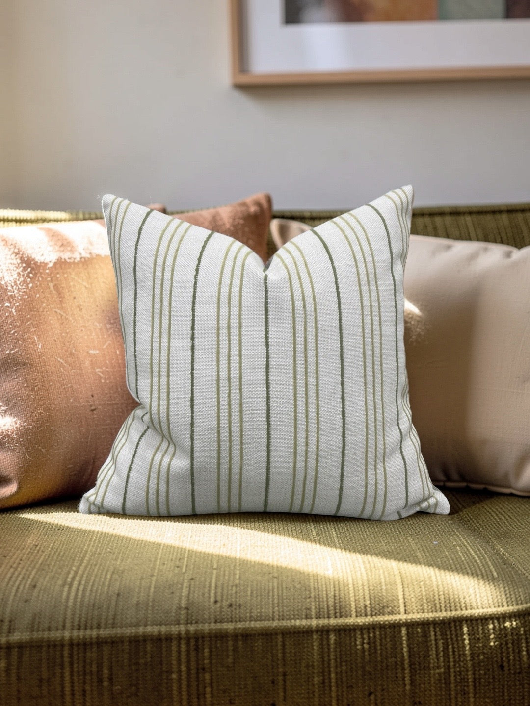 Decorative Pillow Weathered Stripe Chartreuse 18x18" Knife Edge Cover