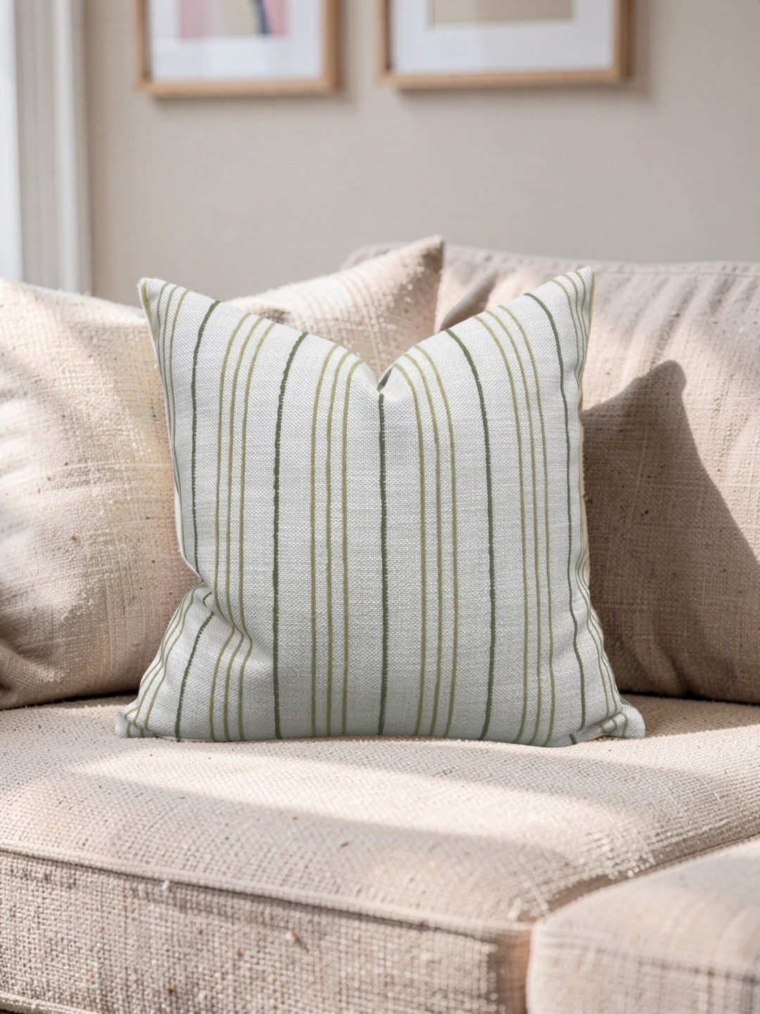 Decorative Pillow Weathered Stripe Chartreuse 18x18" Knife Edge Cover