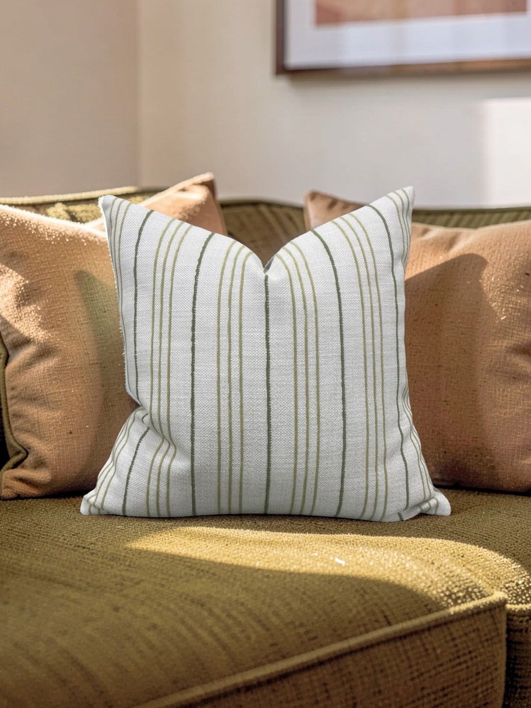 Decorative Pillow Weathered Stripe Chartreuse 18x18" Knife Edge Cover