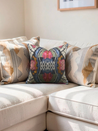 Jim Thompson Embroidered Fabric Decorative Pillow Dance in the Forest Jewel Tones 16x16" Knife Edge Cover