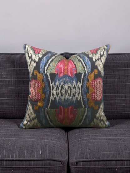 Jim Thompson Embroidered Fabric Decorative Pillow Dance in the Forest Jewel Tones 16x16" Knife Edge Cover