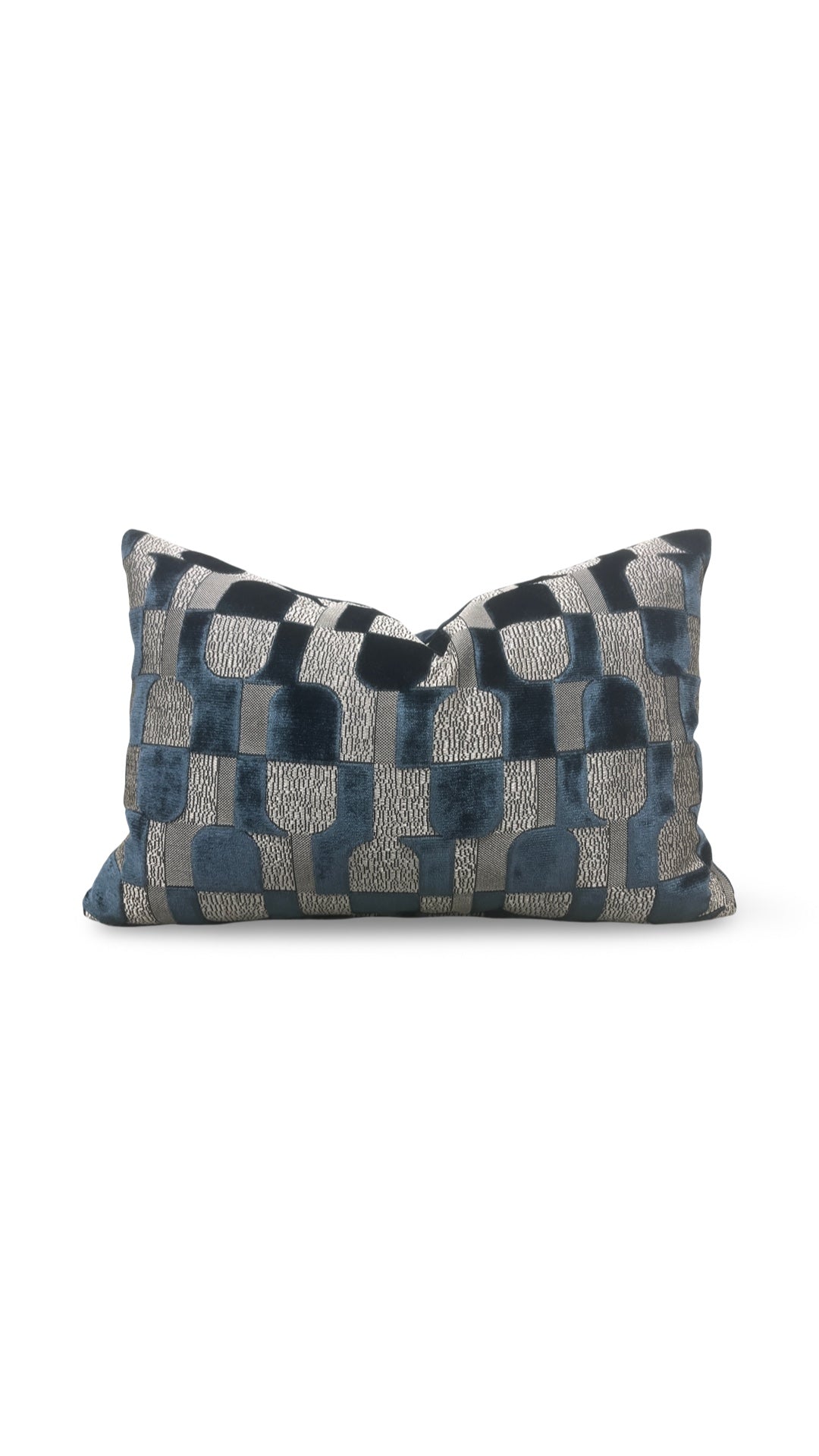 Romo Fabric Lumbar Pillow Jacquard Velvet Arkose Orion 12x18" Knife Edge Cover