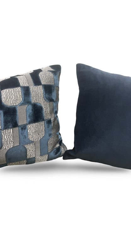 Romo Fabric Lumbar Pillow Jacquard Velvet Arkose Orion 12x18" Knife Edge Cover