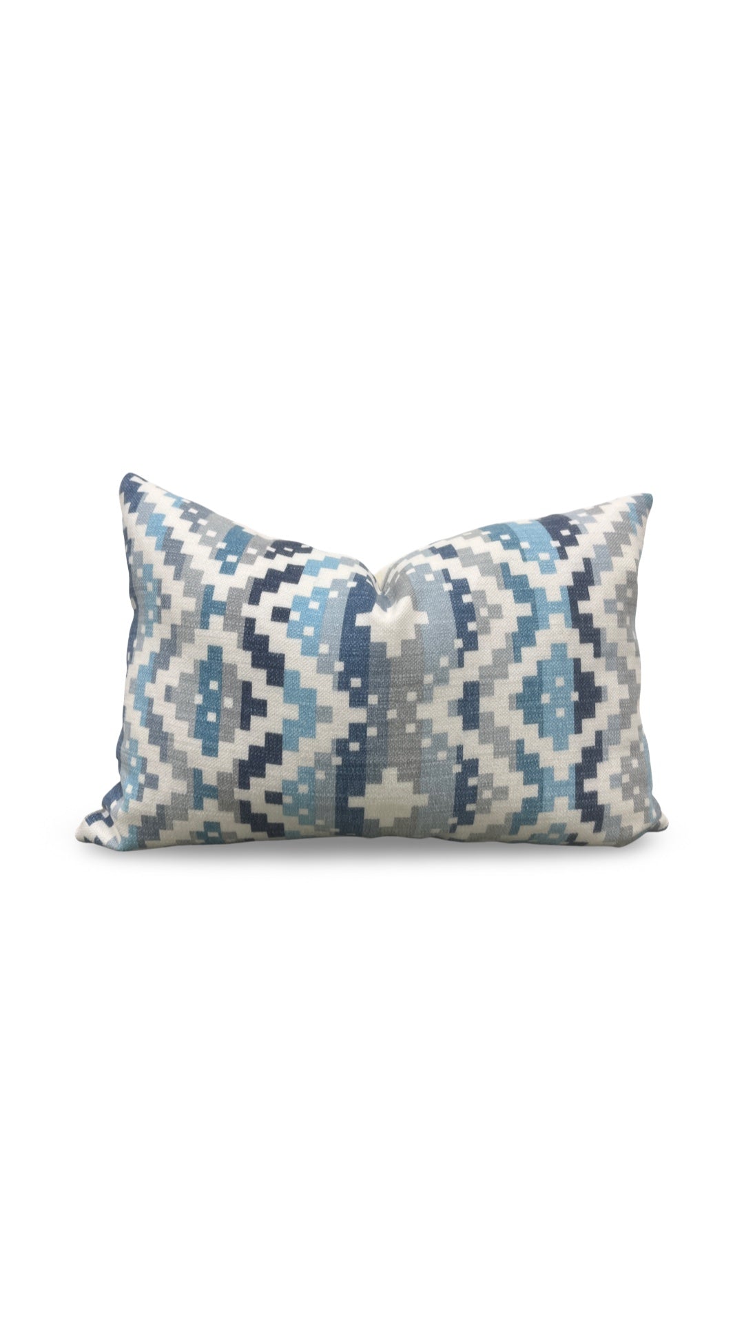Romo Fabric Lumbar Pillow Takana Denim 12x18" Knife Edge Cover